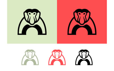Logotipo de cabeza de mono sobre fondo verde claro.