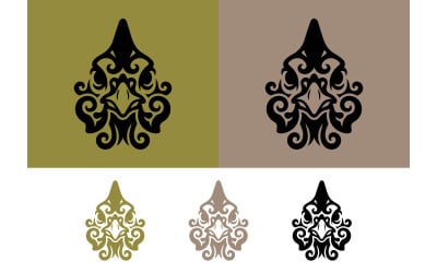 Diseño de emblema de pájaro ornamentado con elementos vintage.