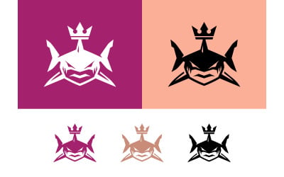 Elemento gráfico del logotipo de la corona de tiburón.