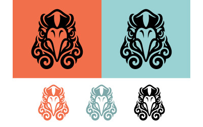 Logotipo de cabeza de pájaro tribal, arte abstracto.