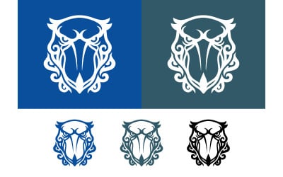 Logotipo de cabeza de búho tribal, arte abstracto.