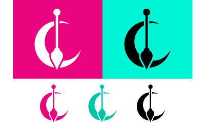 Croissant de lune avec pinceau pour la conception de logo.