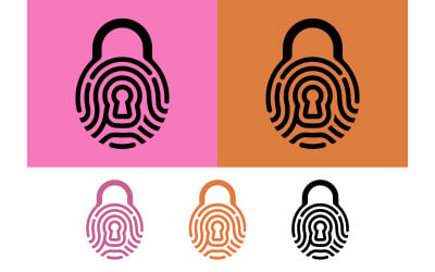 Fingerprint padlock logo on pink and orange.