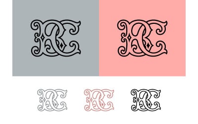 Monogram bokstaven R och C logotyper för branding.
