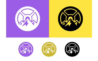 Logo della piastra di peso Mountain Peak viola e giallo.