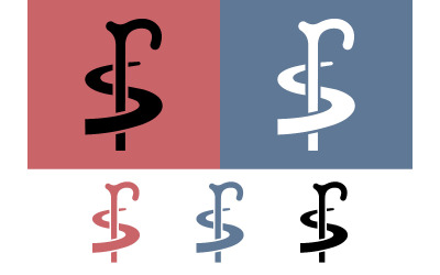 Lettera S stilizzata con bastone su sfondo colorato.