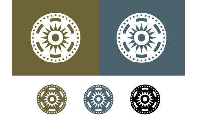 Simbolo mandala a raggiera verde blu nero.