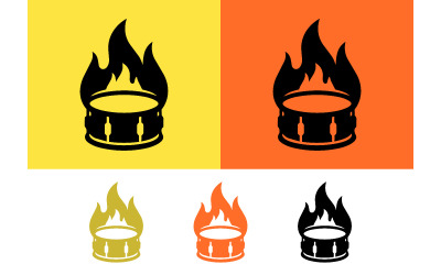 Elemento de design do logotipo do tambor em chamas.