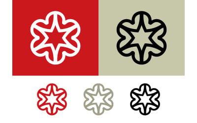 Flower symbol in outline on background.