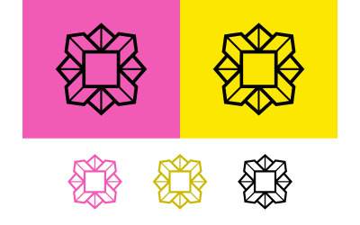 Geometrisch sterrenlogo op een roze achtergrond.