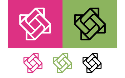 Motifs géométriques en spirale sur fond rose et vert.