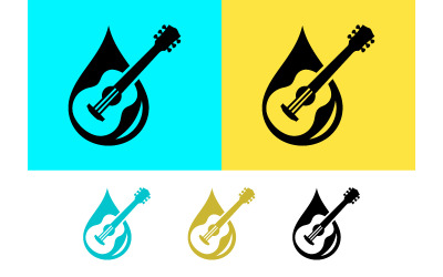 Projekt logo z gitarą w kropli wody.
