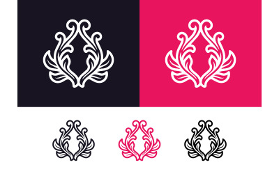 Ornate scroll logo design abstract floral.