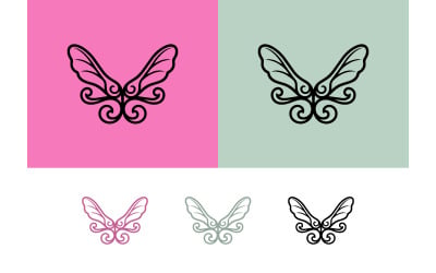 Stylized fairy wings logo for fantasy creative designs.