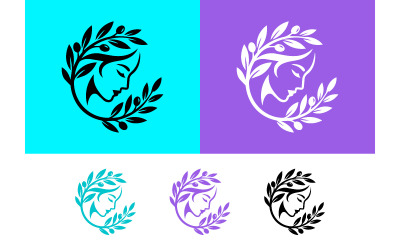 Zeytin dallarıyla süslenmiş kadın profili logo tasarımı.