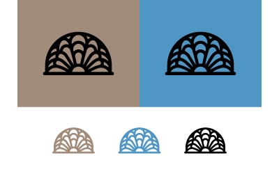 Abstract fan shape geometric pattern emblem logo.