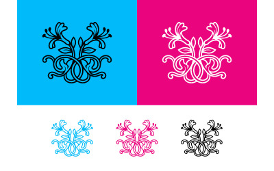 Abstract floral ornament on blue background.