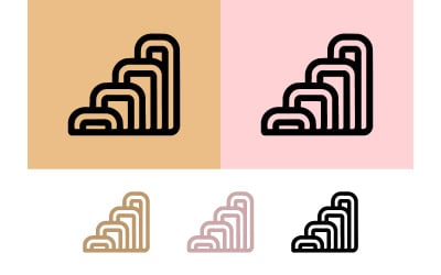 Abstract staircase icons in outline and pastel tones.