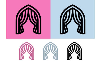 Archway with curtains logo design.