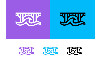 Logo de pont sur fond violet et bleu.