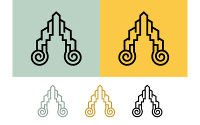City skyline steps emblem logo design.