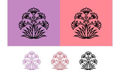 Elegant blommigt emblem på rosa bakgrund.