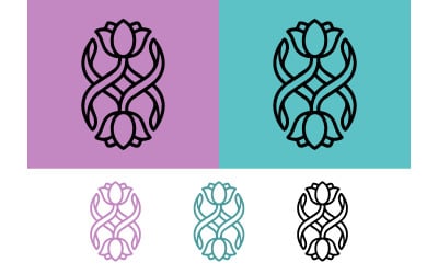 Elegante ornamento simmetrico a forma di tulipano per il design.