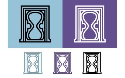 Hourglass frame emblem logo design.