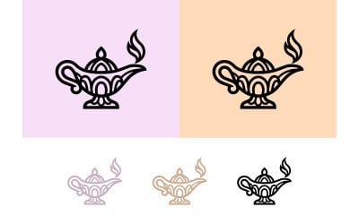 Magic lamp icon with flame for fantasy.