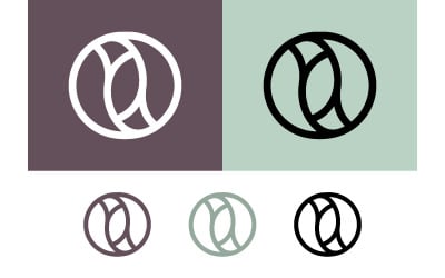 Organic circle logo design on purple green background.