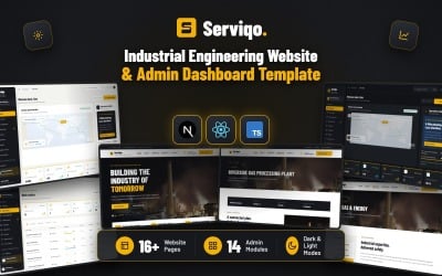 Serviqo - Ipari Mérnöki Weboldal és Adminisztrációs Irányítópult Next.js Sablon