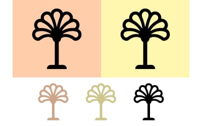 Stylized tree icons in monochrome and pastel shades.