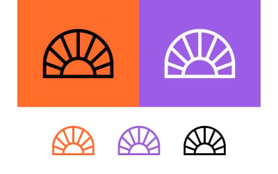 Sunrise logo graphic orange and purple backgrounds.