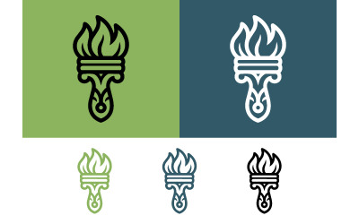 Tocha com design de logotipo em forma de chama.