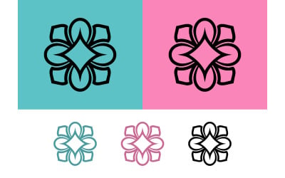 Abstract floral motif in multiple colors.