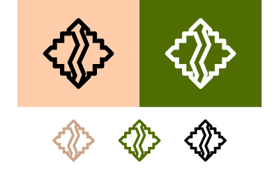 Abstract geometric logo design with color variations.
