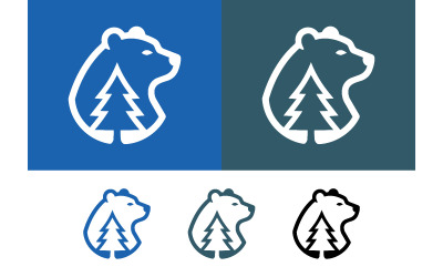 Bear with tree logo outdoors nature adventure graphic.