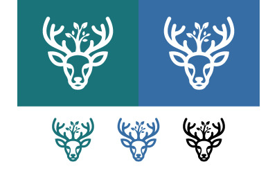 Deer head logo with plants nature organic graphic.