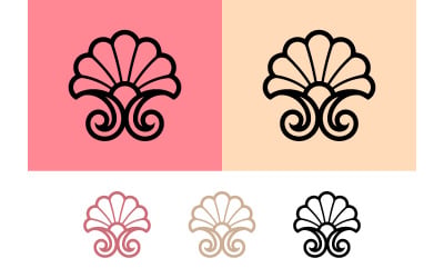 Fan shaped decorative ornament with swirls.
