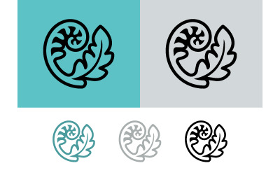 Fern frond icon swirling organic shape graphic.