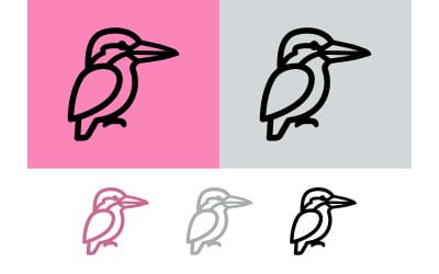 Kingfisher outline logo on pink and grey.