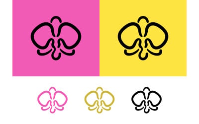 Orchid icon set pink yellow black.