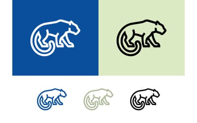 Panther icons logo on blue background.