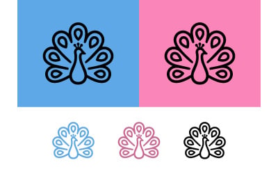 Peacock bird icon set for logos graphic.