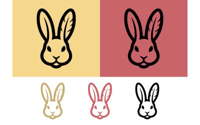 Rabbit face logo simple cute graphic animal icon.