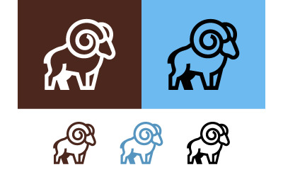 Ram head icons logo on brown background.