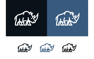 Rhino logo outline dark blue light blue.