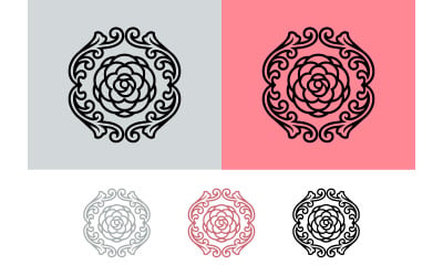 Rose mandala emblem graphic design symbol.