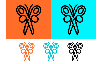 Scissor butterfly icon set on colorful backgrounds.