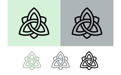 Triquetra knot symbol design on green background.
